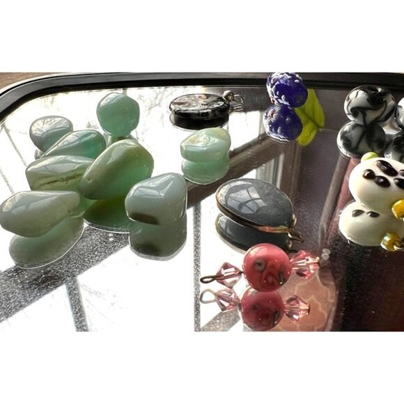 Bundle of 17 Assorted Beads for Crafting Jade Blue Floral Glass Beads Jewelry Be - Picture 6 of 9